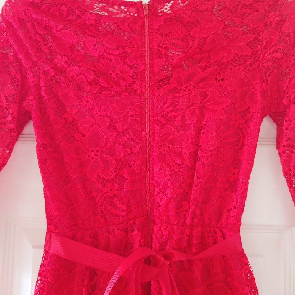 NWOT Notion & Grace Red Lace Fit & Flare Dress sz S - Picture 5 of 7